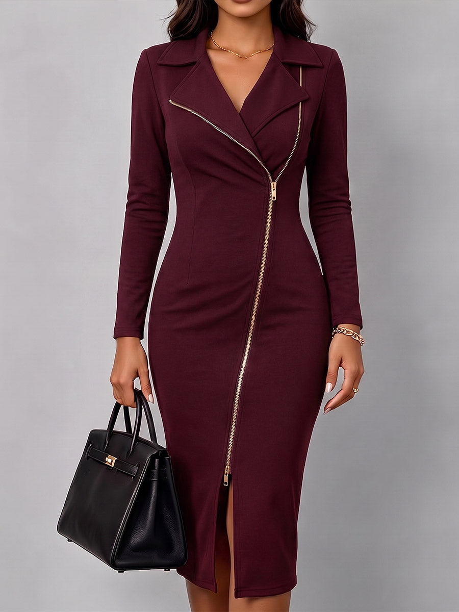 Shaniz - Vestido Casual Justo De Manga Comprida