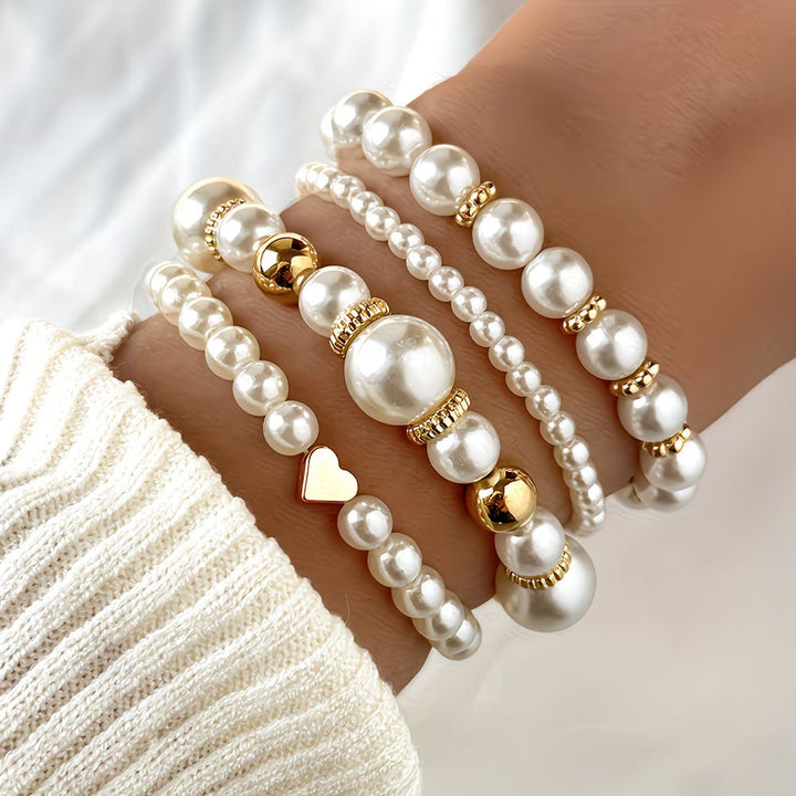Adelen - Conjunto De 4 Pulseiras De Pérolas Para Usar Em Camadas