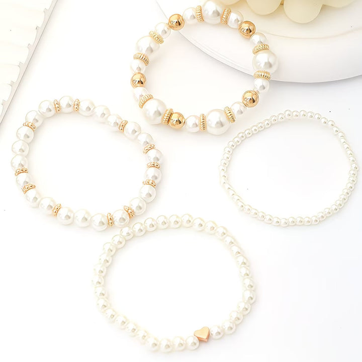 Adelen - Conjunto De 4 Pulseiras De Pérolas Para Usar Em Camadas