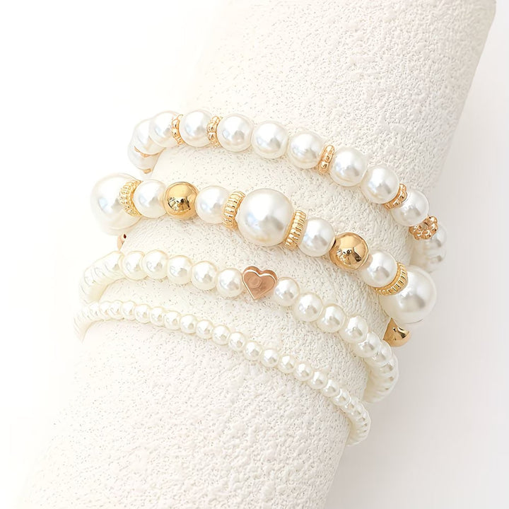 Adelen - Conjunto De 4 Pulseiras De Pérolas Para Usar Em Camadas