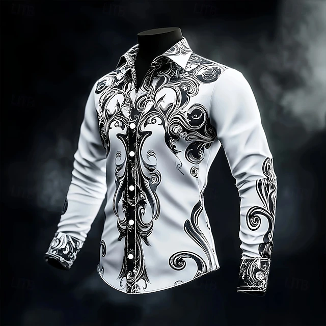 Leighton - Camisa Com Botões e Padrão Barroco Vintage