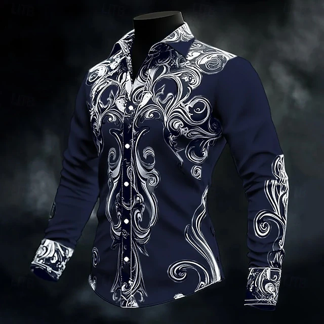 Leighton - Camisa Com Botões e Padrão Barroco Vintage