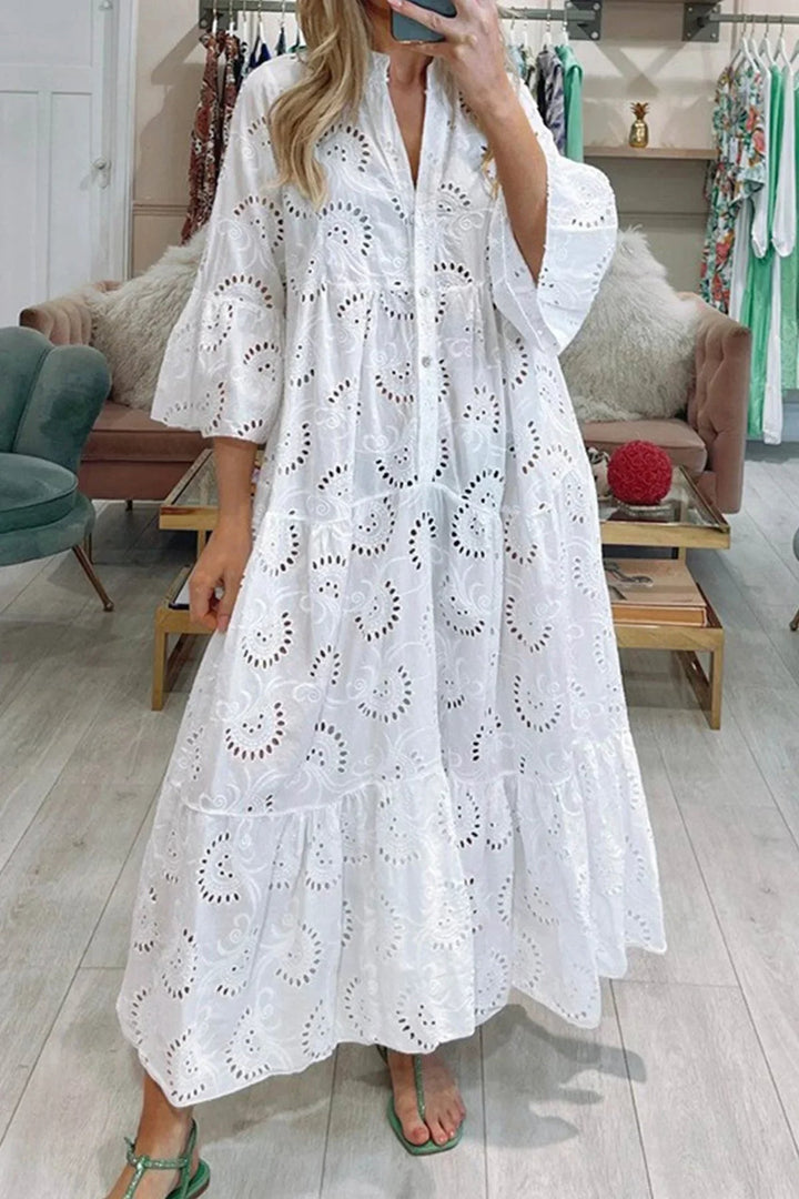 Gilma - Vestido Comprido Elegante Com Decote Em V