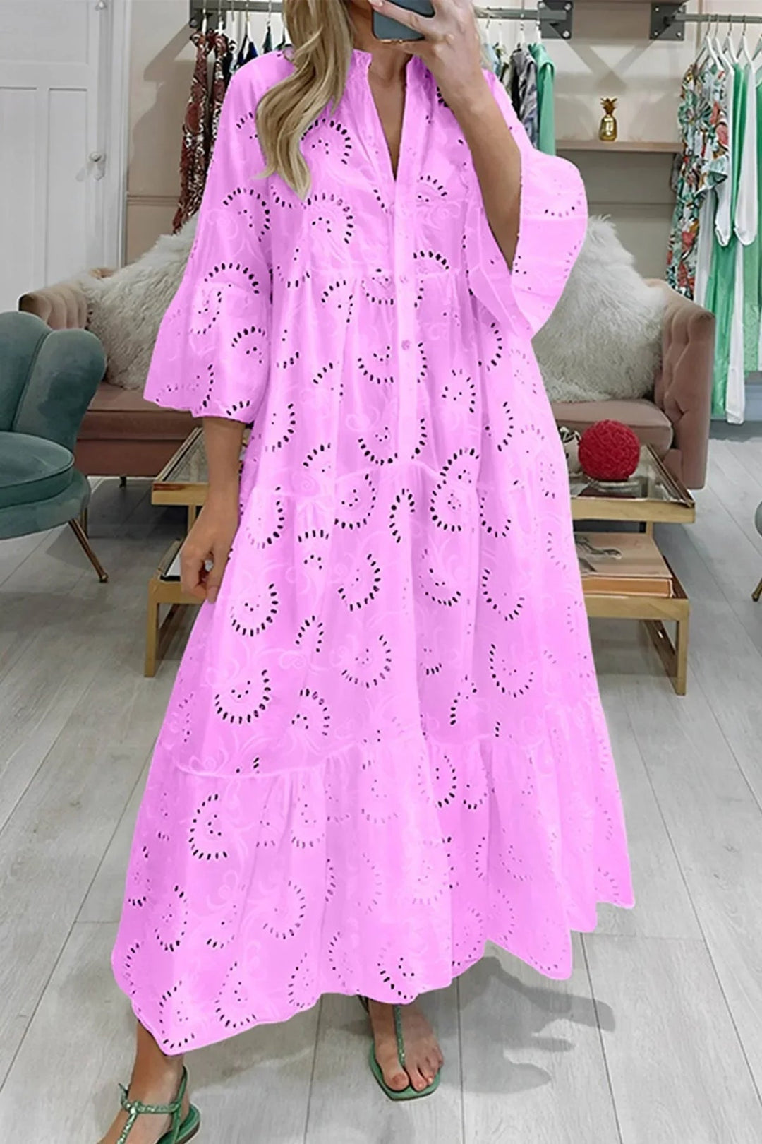 Gilma - Vestido Comprido Elegante Com Decote Em V