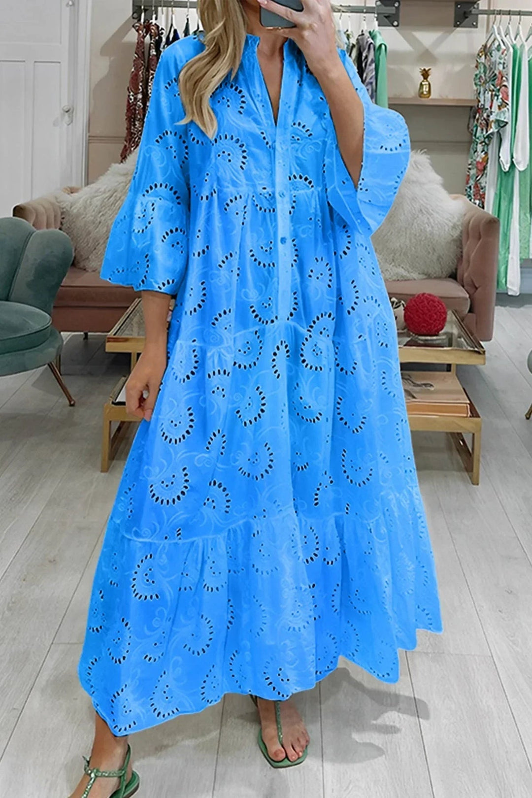 Gilma - Vestido Comprido Elegante Com Decote Em V