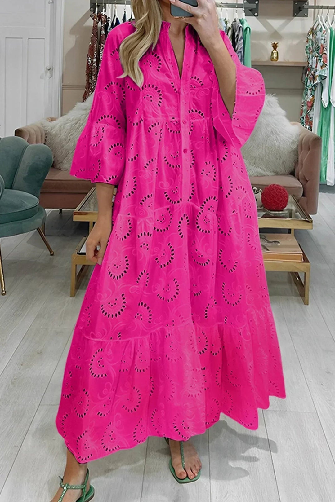 Gilma - Vestido Comprido Elegante Com Decote Em V