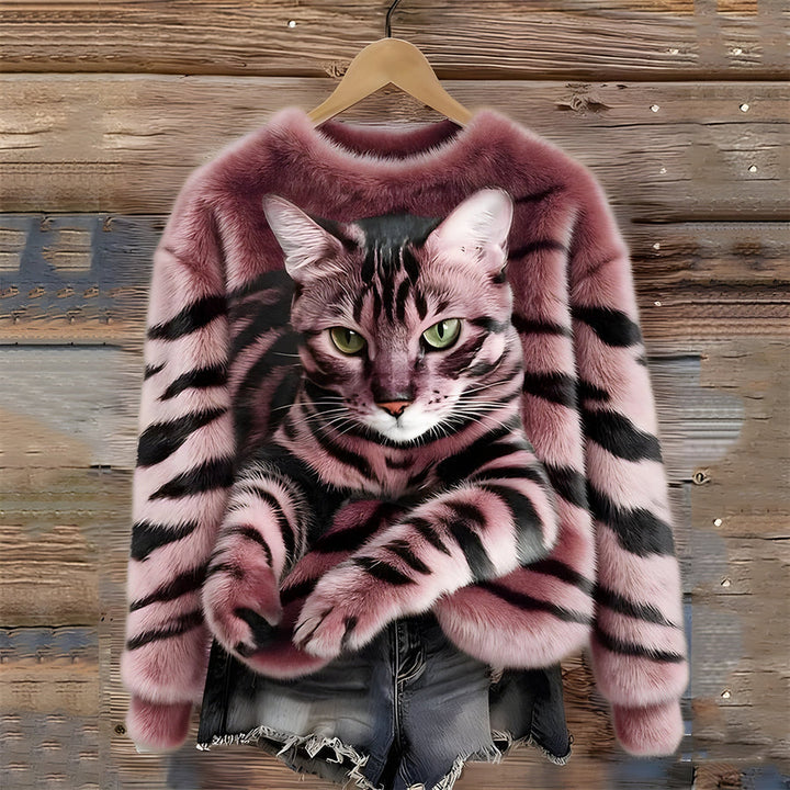 Zohara - Camisola De Pele Sintética Com Estampado De Gato