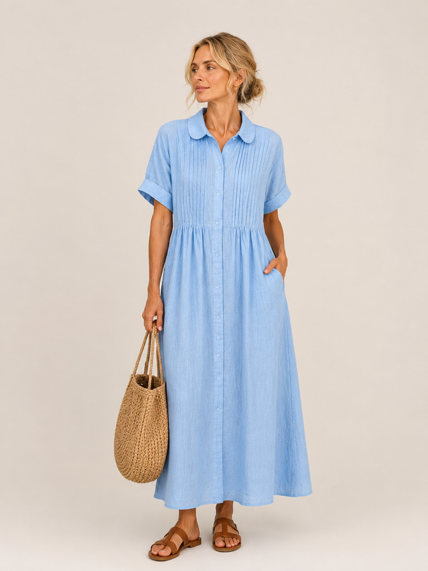 Anjali - Vestido Midi Estilo Camisa de Verão