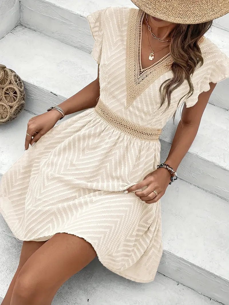 Lillian - Mini-Vestido Com acabamento Em Renda e Decote em V