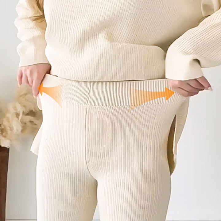 Alyana – Conjunto de Duas Peças em Malha Canelada Para Estar em Casa