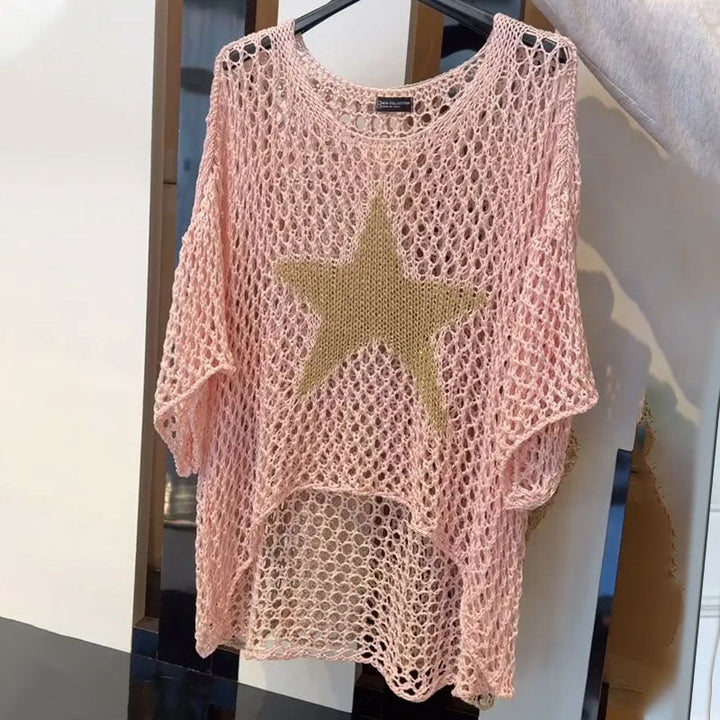 Marouso - Top Casual de Malha com Gola Redonda