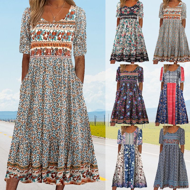 Dinara - Vestido Elegante Com Estampado Boho