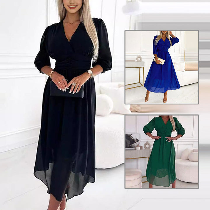 Svana - Vestido leve de Chiffon com Decote em V