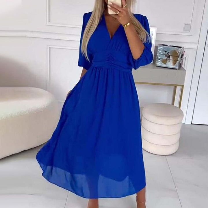 Svana - Vestido leve de Chiffon com Decote em V