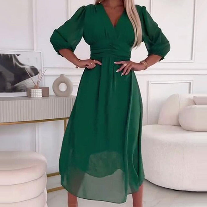 Svana - Vestido leve de Chiffon com Decote em V