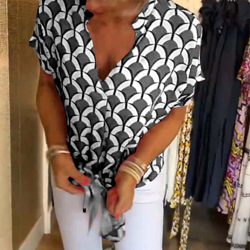 Naskia - Blusa De Manga Curta Com Decote em V