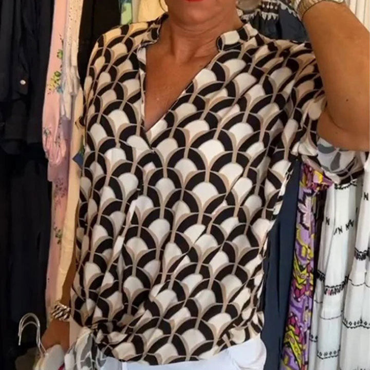 Naskia - Blusa De Manga Curta Com Decote em V
