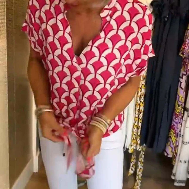 Naskia - Blusa De Manga Curta Com Decote em V