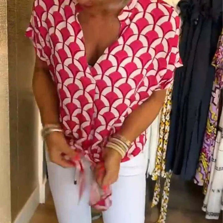Naskia - Blusa De Manga Curta Com Decote em V