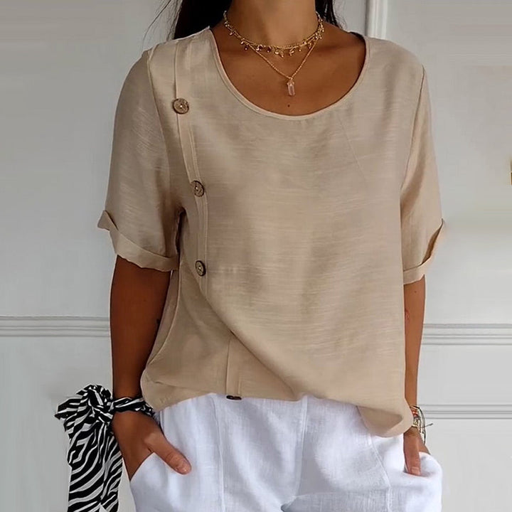 Velma - Blusa de linho com botões laterais