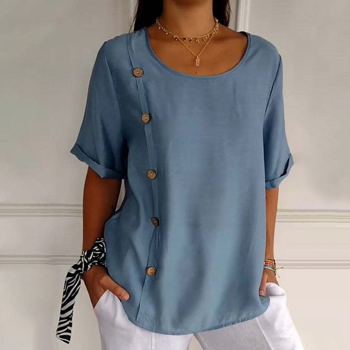 Velma - Blusa de linho com botões laterais