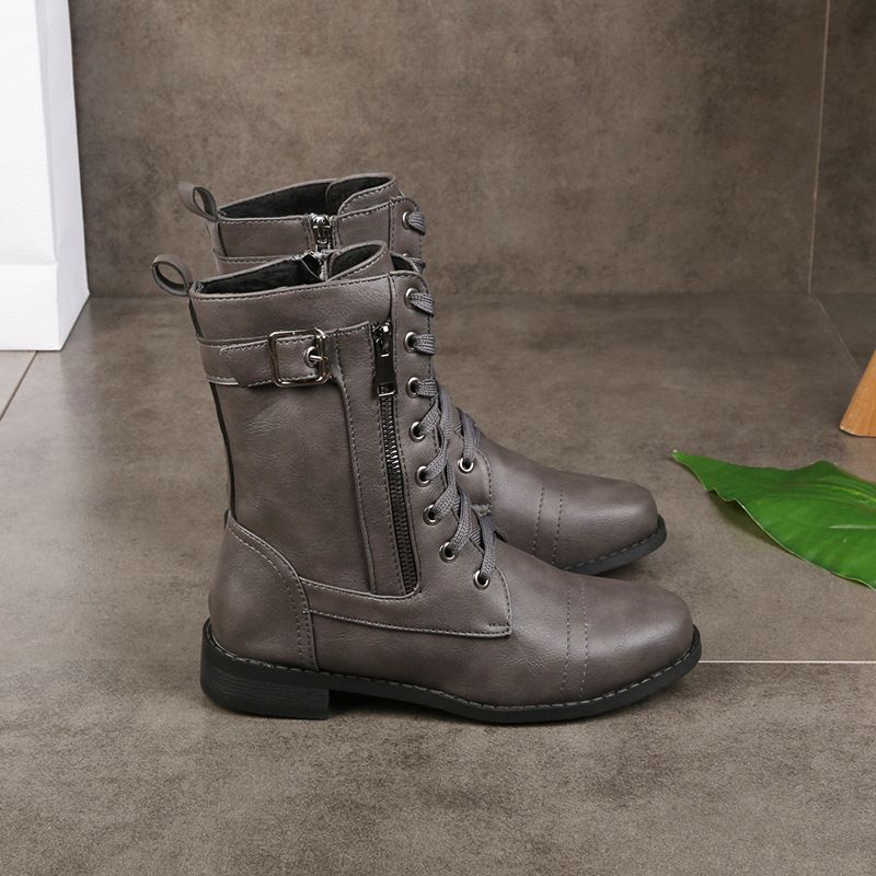 Eugenie - Botas Ortopédicas de Couro com Fecho Lateral