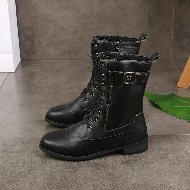 Eugenie - Botas Ortopédicas de Couro com Fecho Lateral