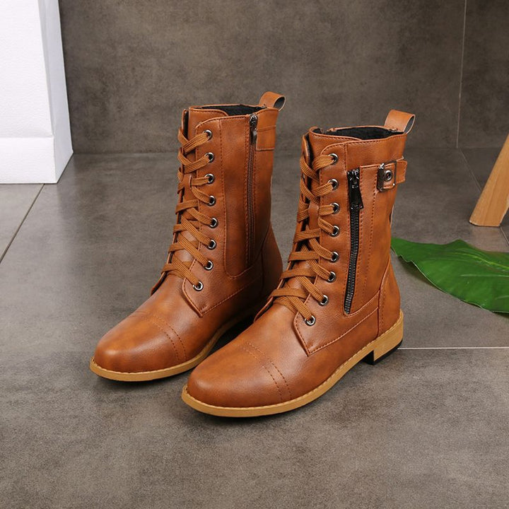 Eugenie - Botas Ortopédicas de Couro com Fecho Lateral