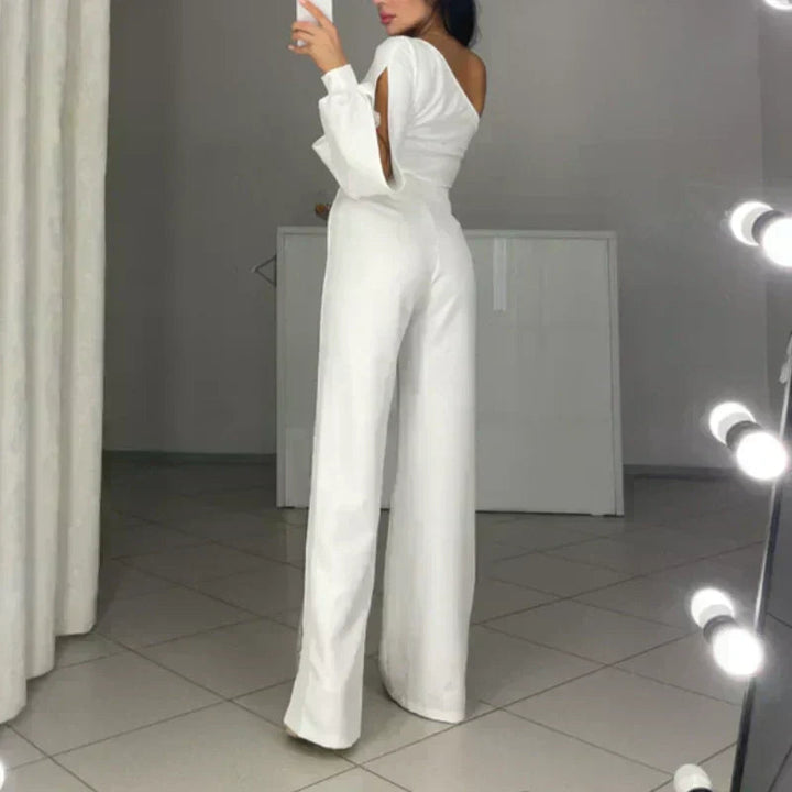 Azlina - Macacão com um Ombro Descoberto e Corte Evasê