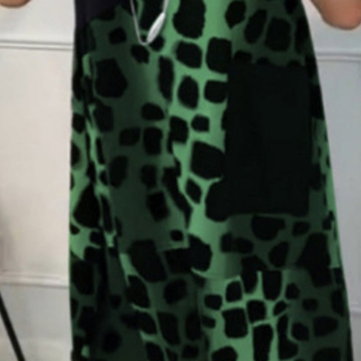 Hansine - Vestido Largo Com Decote Redondo e Mangas Curtas