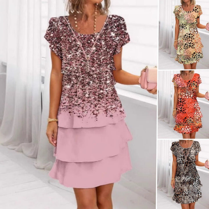 Jonna - Vestido Elegante Com Estampa de leopardo e lantejoulas
