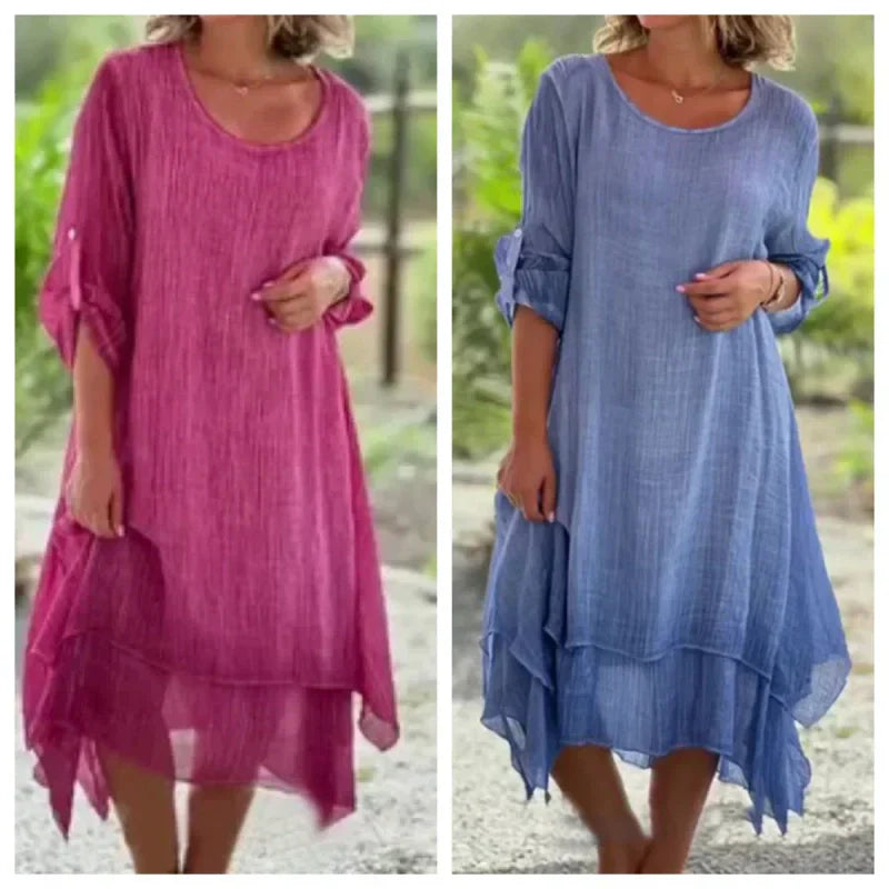 Mariela - Vestido com Gola Redonda e Corte Solto