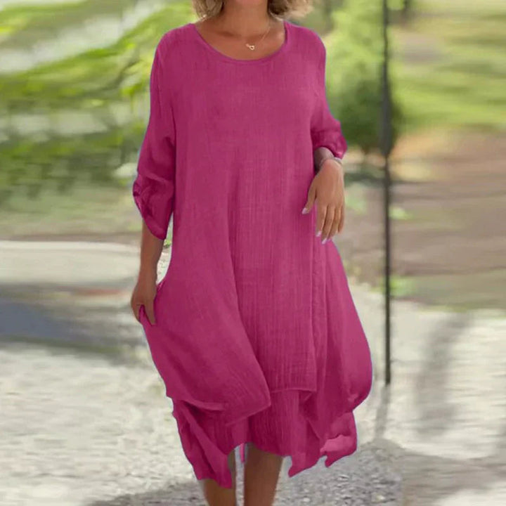 Mariela - Vestido com Gola Redonda e Corte Solto