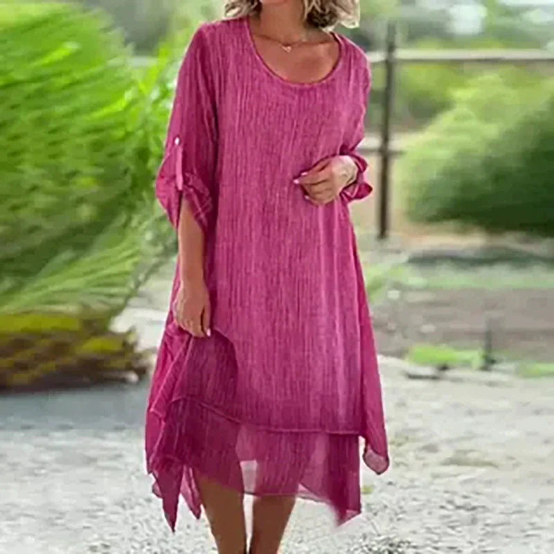 Mariela - Vestido com Gola Redonda e Corte Solto