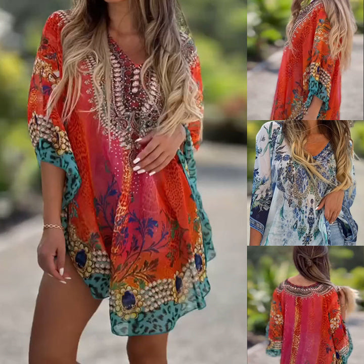 Joleena - Vestido Assimétrico Largo Com Decote Em V