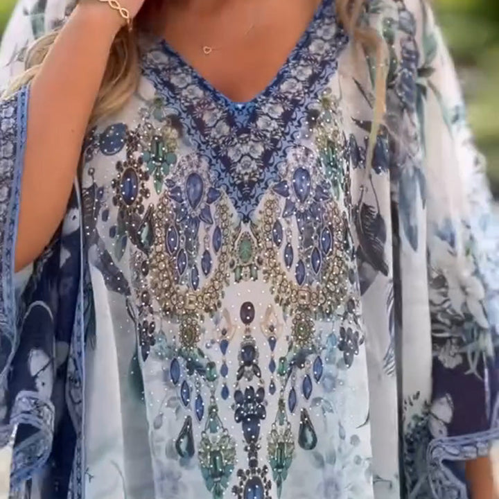 Joleena - Vestido Assimétrico Largo Com Decote Em V