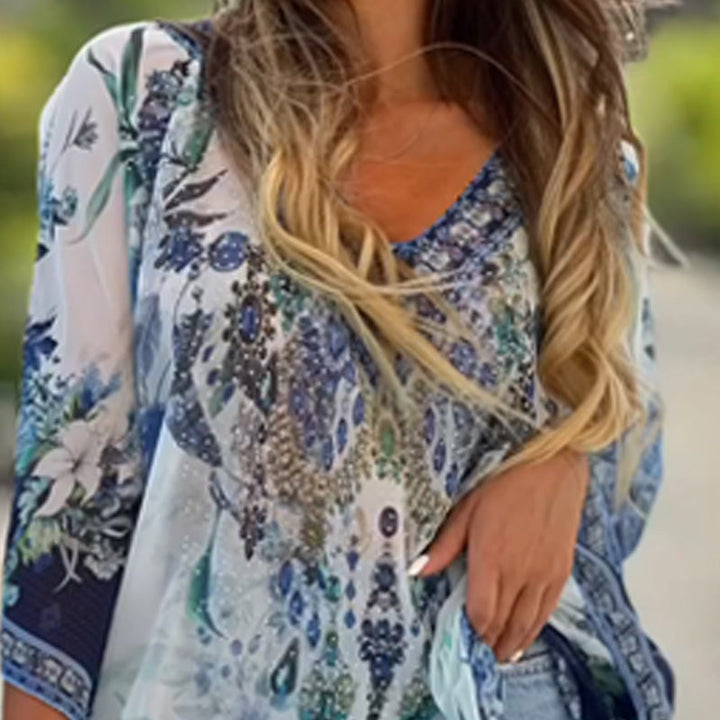 Joleena - Vestido Assimétrico Largo Com Decote Em V