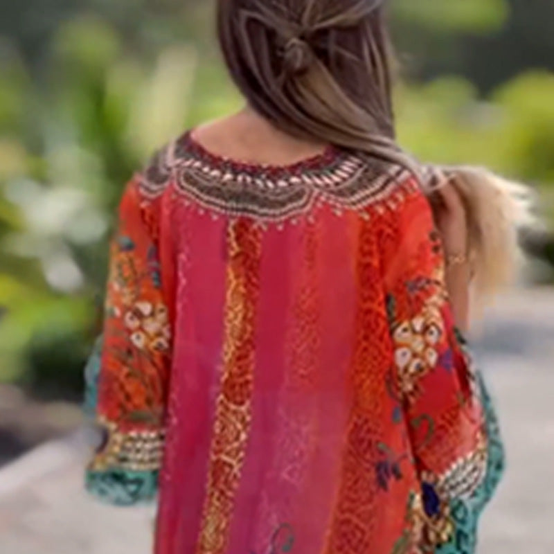 Joleena - Vestido Assimétrico Largo Com Decote Em V