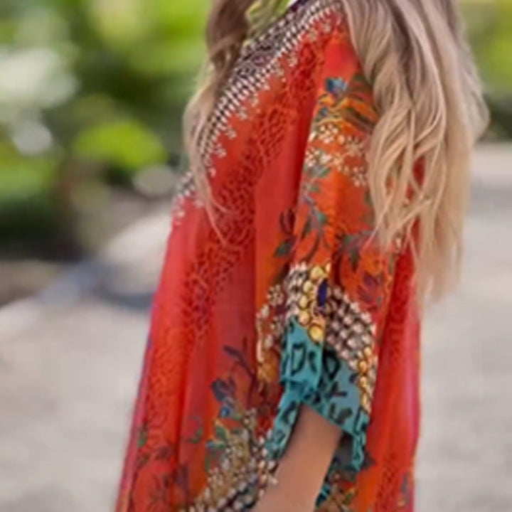 Joleena - Vestido Assimétrico Largo Com Decote Em V