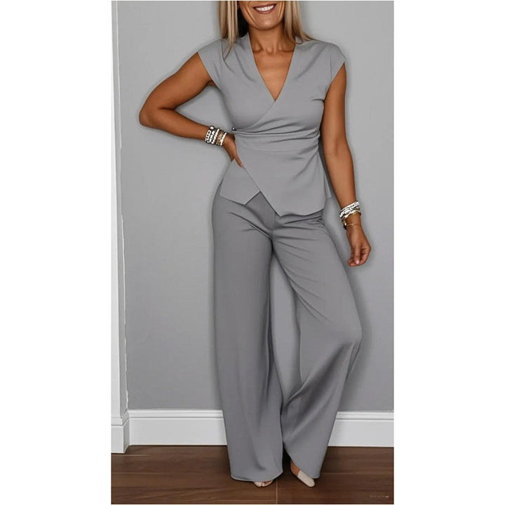 Angeliki - Conjunto Elegante De Duas Peças Com Decote Em V