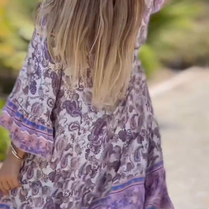 Suelen - Vestido Floral Elegante Com Decote em V