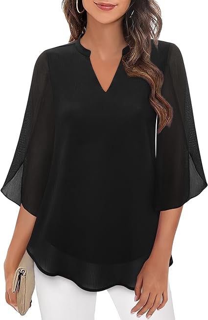 Styliani - Blusa De Chiffon Com Decote Em V