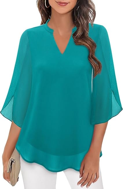 Styliani - Blusa De Chiffon Com Decote Em V