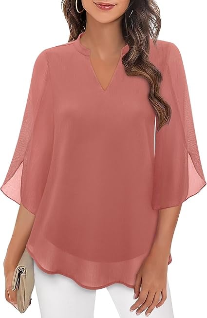 Styliani - Blusa De Chiffon Com Decote Em V
