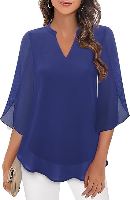 Styliani - Blusa De Chiffon Com Decote Em V