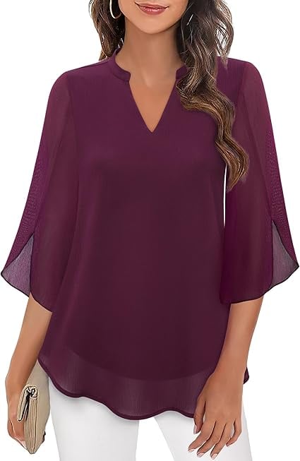 Styliani - Blusa De Chiffon Com Decote Em V