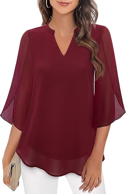 Styliani - Blusa De Chiffon Com Decote Em V