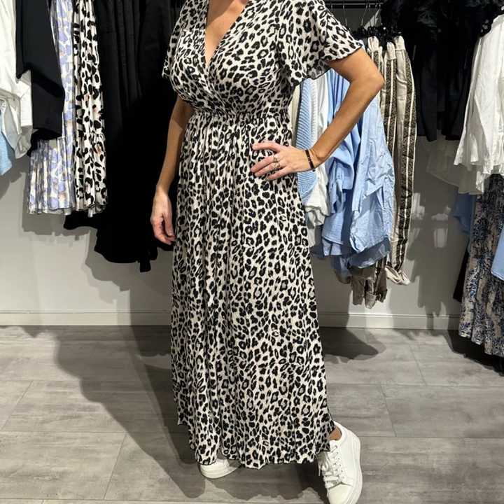 Sirina - Vestido Longo Com Padrão De Leopardo
