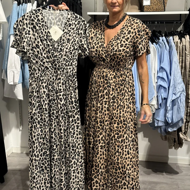 Sirina - Vestido Longo Com Padrão De Leopardo