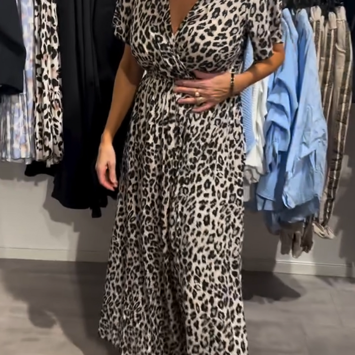 Sirina - Vestido Longo Com Padrão De Leopardo